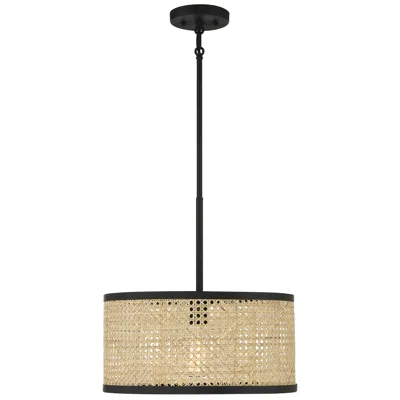 Savoy House Meridian 16" Wide Natural Cane With Matte Black 1-light Pe