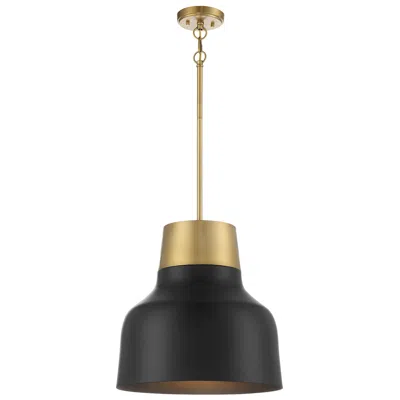 Savoy House Meridian 17" Wide Matte Black & Natural Brass 1-light