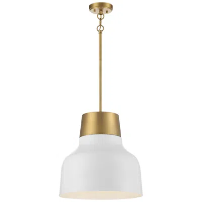 Savoy House Meridian 17" Wide White With Natural Brass 1-light Pendant
