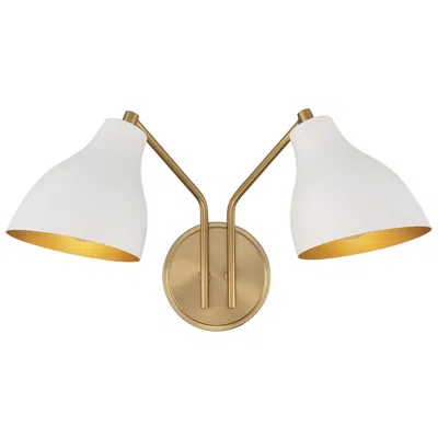 Savoy House Meridian 17.5" Wide White & Natural Brass 2-light Wall