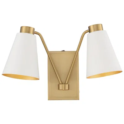 Savoy House Meridian 17.5" Wide White & Natural Brass 2-light Wall