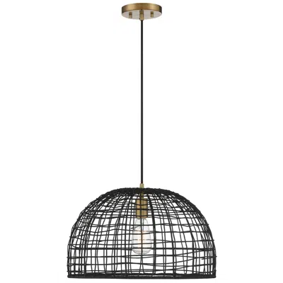 Savoy House Meridian 18" Wide Brass With Black Pendant Light