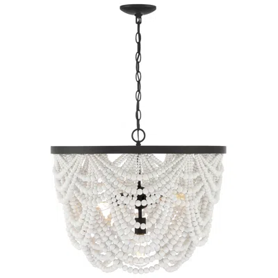 Savoy House Meridian 24" Grecian White With Oil Rubbed Bronze Chandeli
