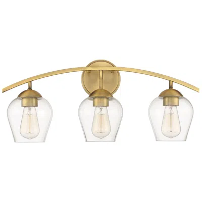 Savoy House Meridian 24" Wide Natural Brass 3-light Vanity Bath Light In White