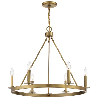 Savoy House Meridian 26" Wide Natural Brass 6-light Ring Chandelier