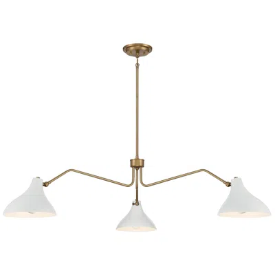 Savoy House Meridian 48" Wide Natural Brass And White 3-light Pendant