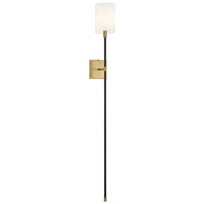 Savoy House Meridian 49" High Black With Natural Brass Wall Sconce