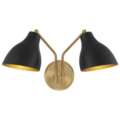 Savoy House Meridian 9 3/4"h Natural Brass And Black 2-light Wall Sconce