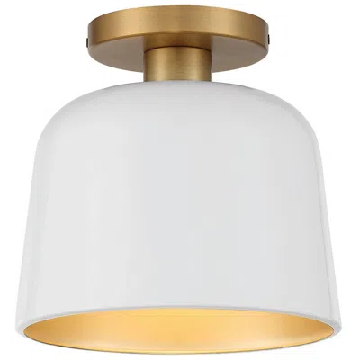 Savoy House Meridian 9" Wide White With Natural Brass 1-light Ceiling