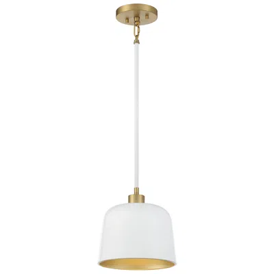 Savoy House Meridian 9" Wide White With Natural Brass 1-light Pendant