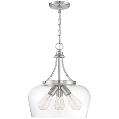 Savoy House Octave 15" Wide Satin Nickel 3-light Pendant W/ Clear Glass