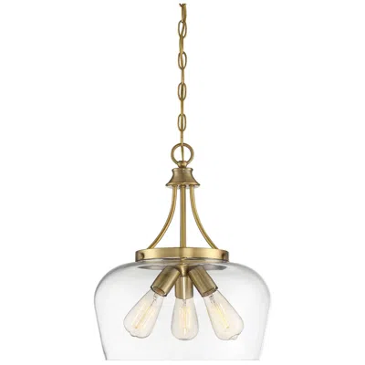 Savoy House Octave 15" Wide Warm Brass 3-light Pendant