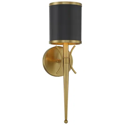 Savoy House Quincy 18 1/2" High Matte Black Warm Brass Wall Sconce