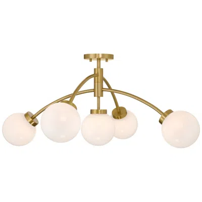 Savoy House Redfield 5-light Semi-flush In Warm Brass In Gold