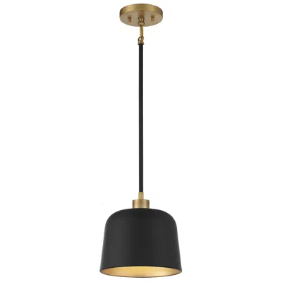 Savoy House Risso 9" Wide Matte Black And Brass Mini Pendant