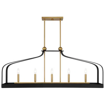 Savoy House Sheffield 46" Wide Black And Brass 5-light Linear Chandelier