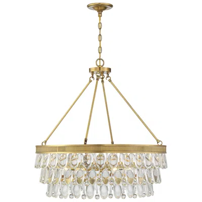 Savoy House Windham 28" Wide Warm Brass Crystal 6-light Pendant In Gold
