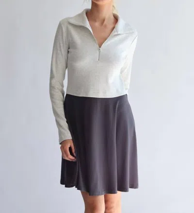 Savrae Quinn Mix Media Dress In Gray In Grey