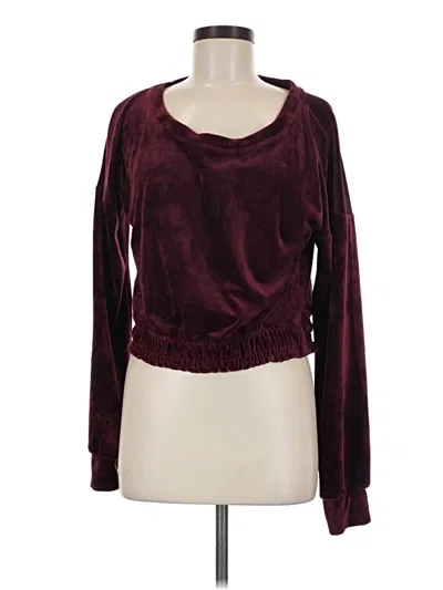 Pre-owned Savvi Long Sleeve Top Burgundy Scoop Neck Tops