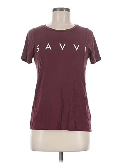Pre-owned Savvi Short Sleeve T-shirt In Burgundy