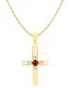 Savvy Cie 14k Over Silver Ruby Cross Pendant Necklace