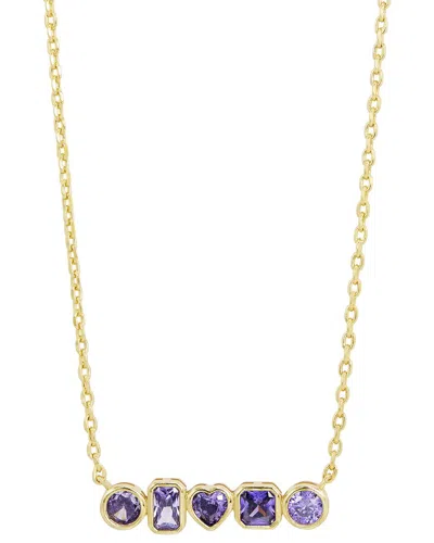 Savvy Cie 14k Plated Cz Bar Necklace In Gold