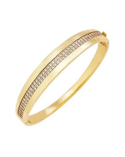 Savvy Cie 14k Plated Cz Cuff Bracelet In Transparent