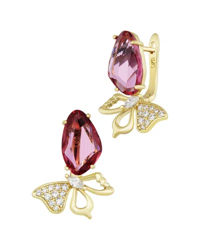 Savvy Cie 14k Plated Cz Drop Earrings In Gold