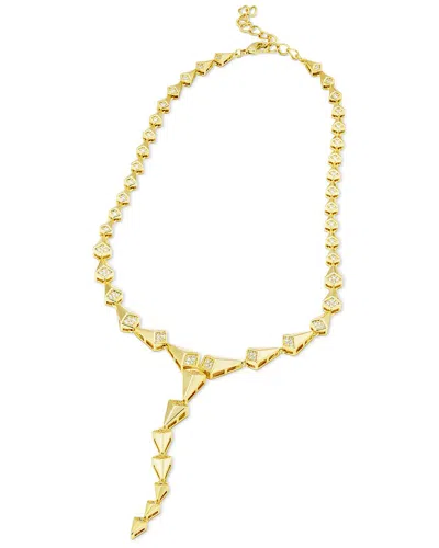 Savvy Cie 14k Plated Cz Drop Necklace In Gold