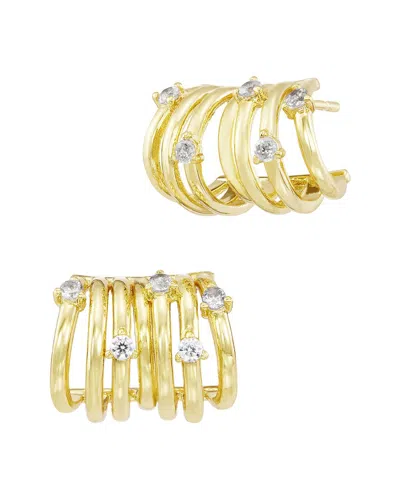 Savvy Cie 14k Plated Cz Hoop Earrings In Gray