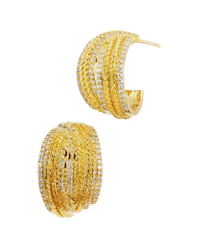 Savvy Cie 14k Plated Cz Hoop Earrings In Gold
