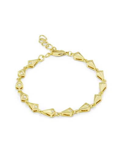 Savvy Cie 14k Plated Cz Link Bracelet In Gold