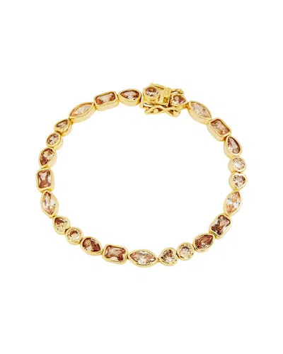 Savvy Cie 14k Plated Cz Link Bracelet In Gold