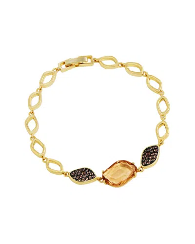 Savvy Cie 14k Plated Cz Link Bracelet In Gold