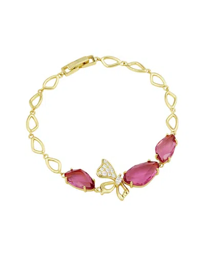Savvy Cie 14k Plated Cz Link Bracelet In Multi