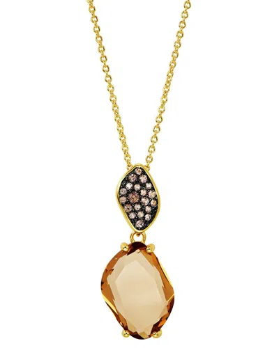 Savvy Cie 14k Plated Cz Pendant Necklace In Gold