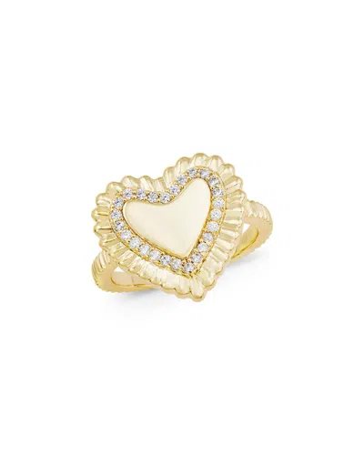 Savvy Cie 14k Plated Cz Statement Ring In Transparent