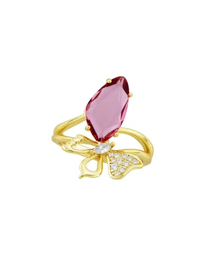 Savvy Cie 14k Plated Cz Statement Ring In Gold