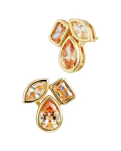 Savvy Cie 14k Plated Cz Stud Earrings In Transparent