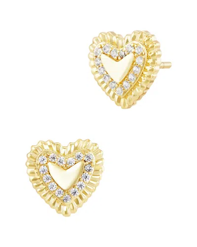Savvy Cie 14k Plated Cz Stud Earrings In Transparent