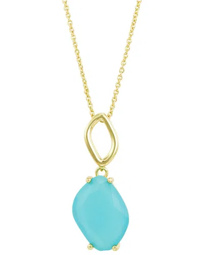 Savvy Cie 14k Plated Drop Necklace In Blue