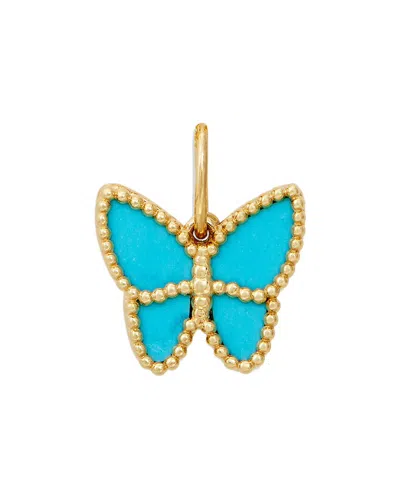 Savvy Cie 14k Turquoise Butterfly Pendant In Gold