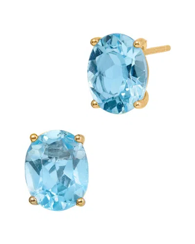 Savvy Cie 18k Gold Over Silver 5.00 Ct. Tw. Topaz Studs In Blue