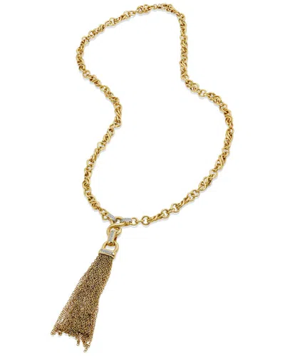 Savvy Cie 18k Over Silver 0.50 Ct. Tw. Diamond Tassel Necklace In Gold