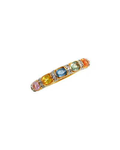 Savvy Cie 18k Over Silver 1.00 Ct. Tw. Multi Sapphire Cz Band Ring In Gold