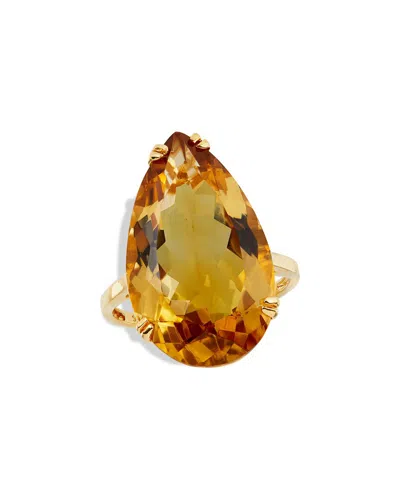 SAVVY CIE SAVVY CIE 18K OVER SILVER 15.00 CT. TW. PEAR CITRINE STATEMENT RING