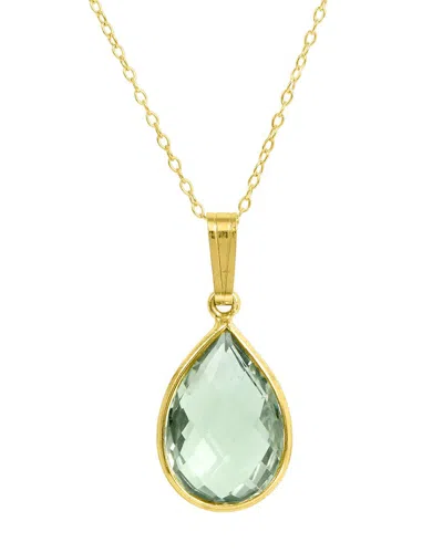 Savvy Cie 18k Over Silver 6.25 Ct. Tw. Green Amethyst Drop Pendant Necklace In Gold