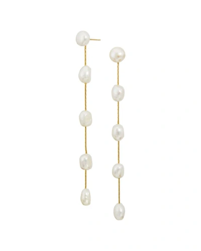 Savvy Cie 18k Over Silver 7-10mm Pearl Drop Earrings In Gold