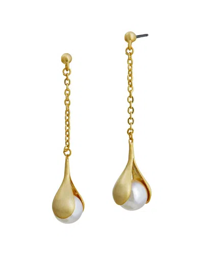 Savvy Cie 18k Over Silver 8.55mm Pearl Drop Earrings