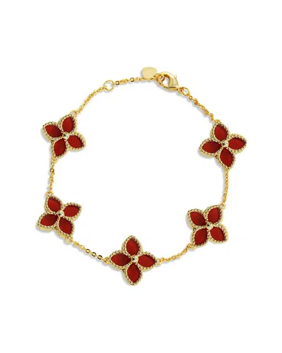 Savvy Cie 18k Over Silver Agate Bracelet In Gold